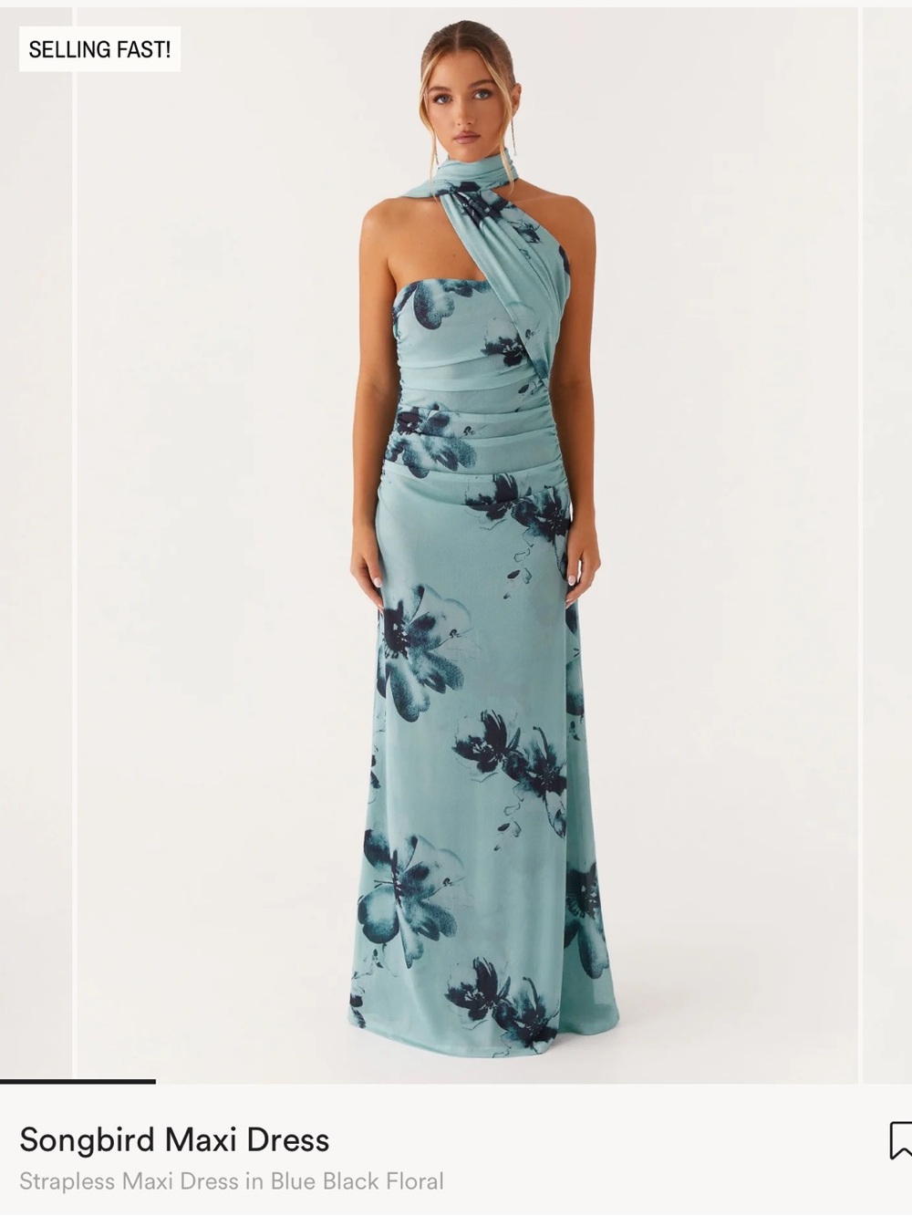 Songbird Blue Floral Maxi Dress with scarf detail